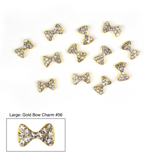 Gold Bow Charms #06 - (Large 10 pcs)